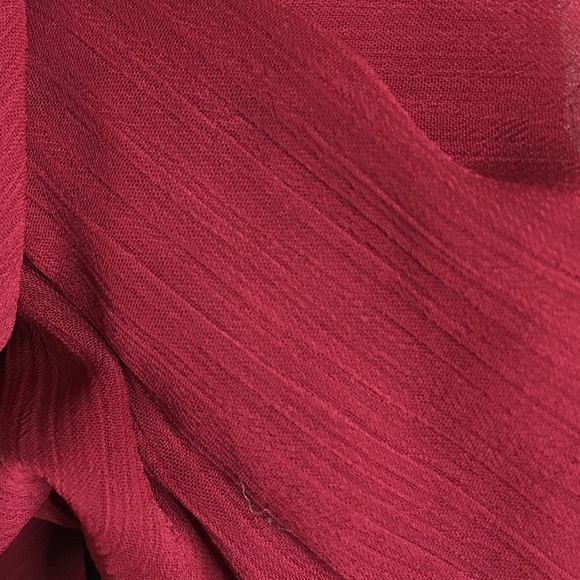 Guess - Maroon Sheer Long Sleeve Vneck Blouse - Medium - Picture 8 of 8